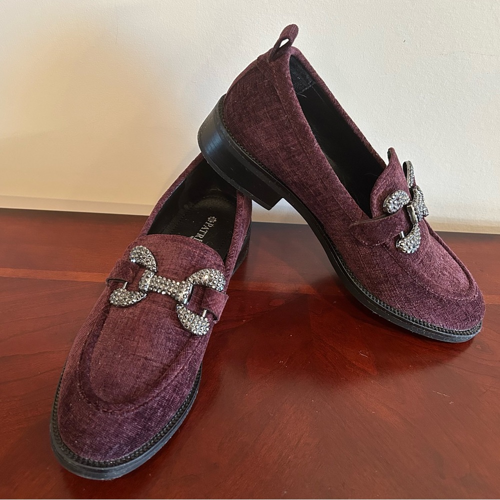 Elegant Plum Loafers with Silver Detail by Patrizia